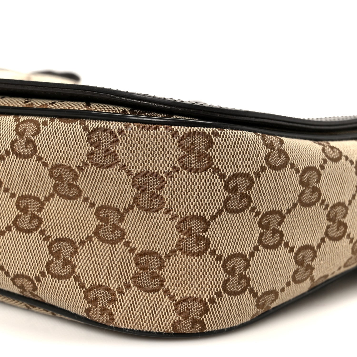 Gucci Monogram Flap Messenger Bag Beige Dark Brown