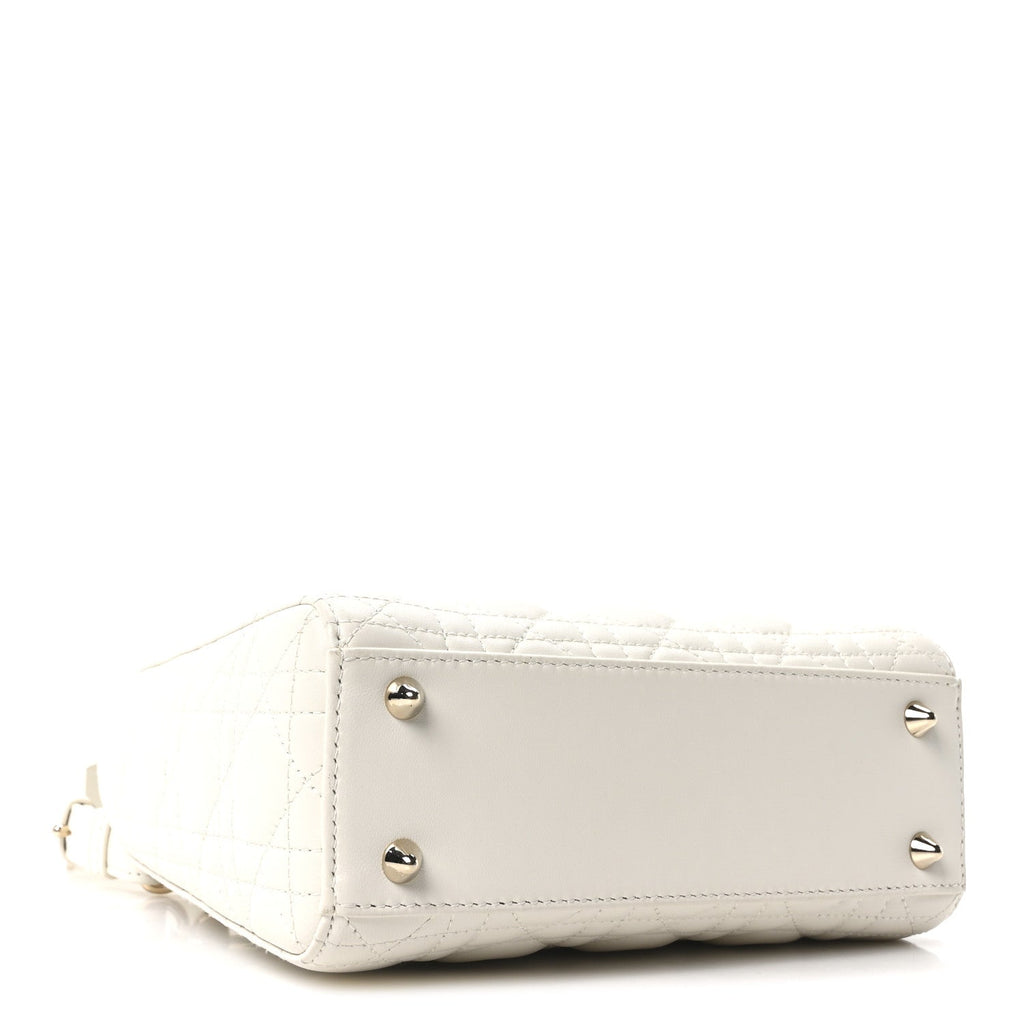 Christian Dior Lambskin Cannage Small My ABCDior Lady Dior White