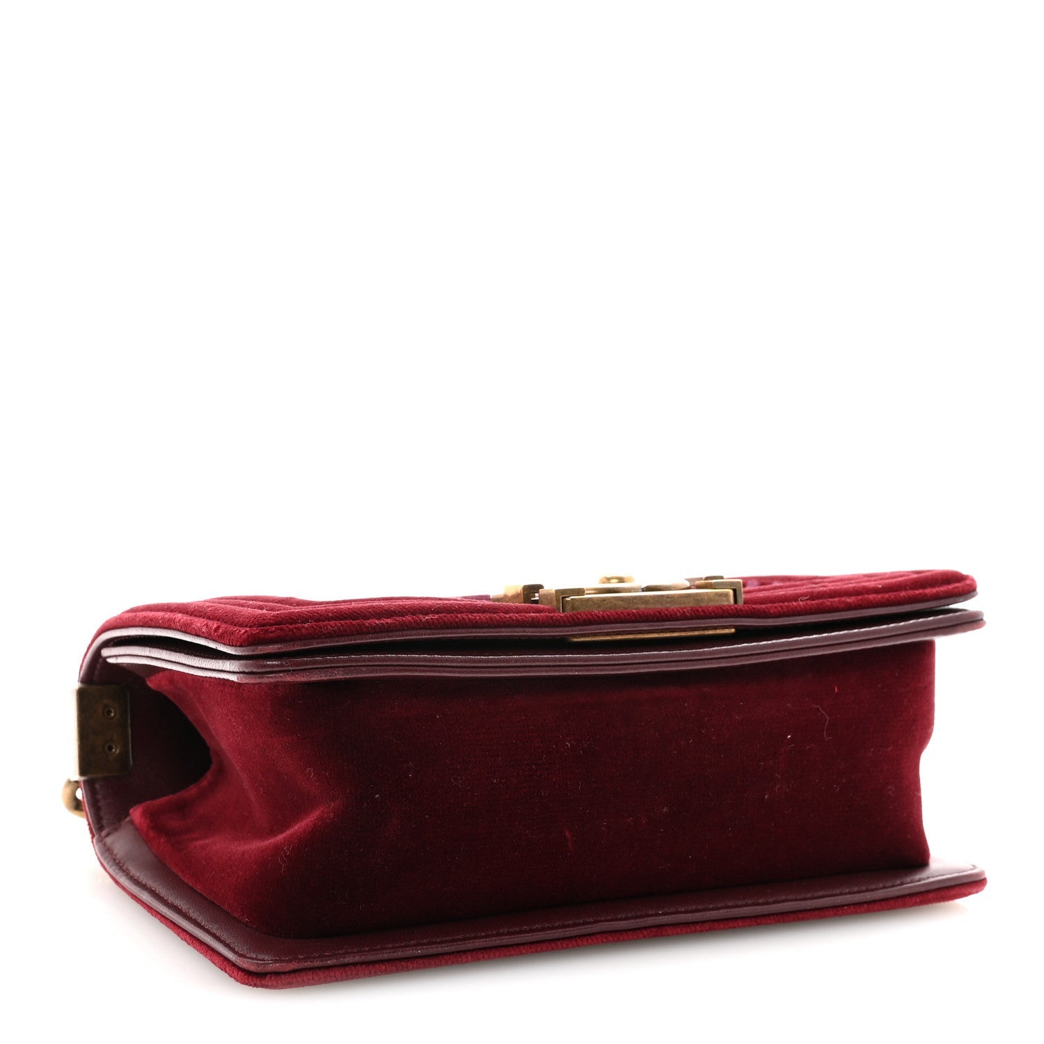 Chanel Velvet Chevron Quilted Small Boy Flap Burgundy