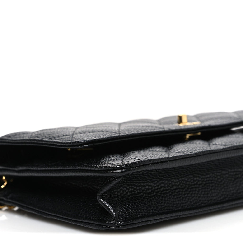 Chanel Caviar Quilted CC Turnlock Wallet On Chain WOC Black