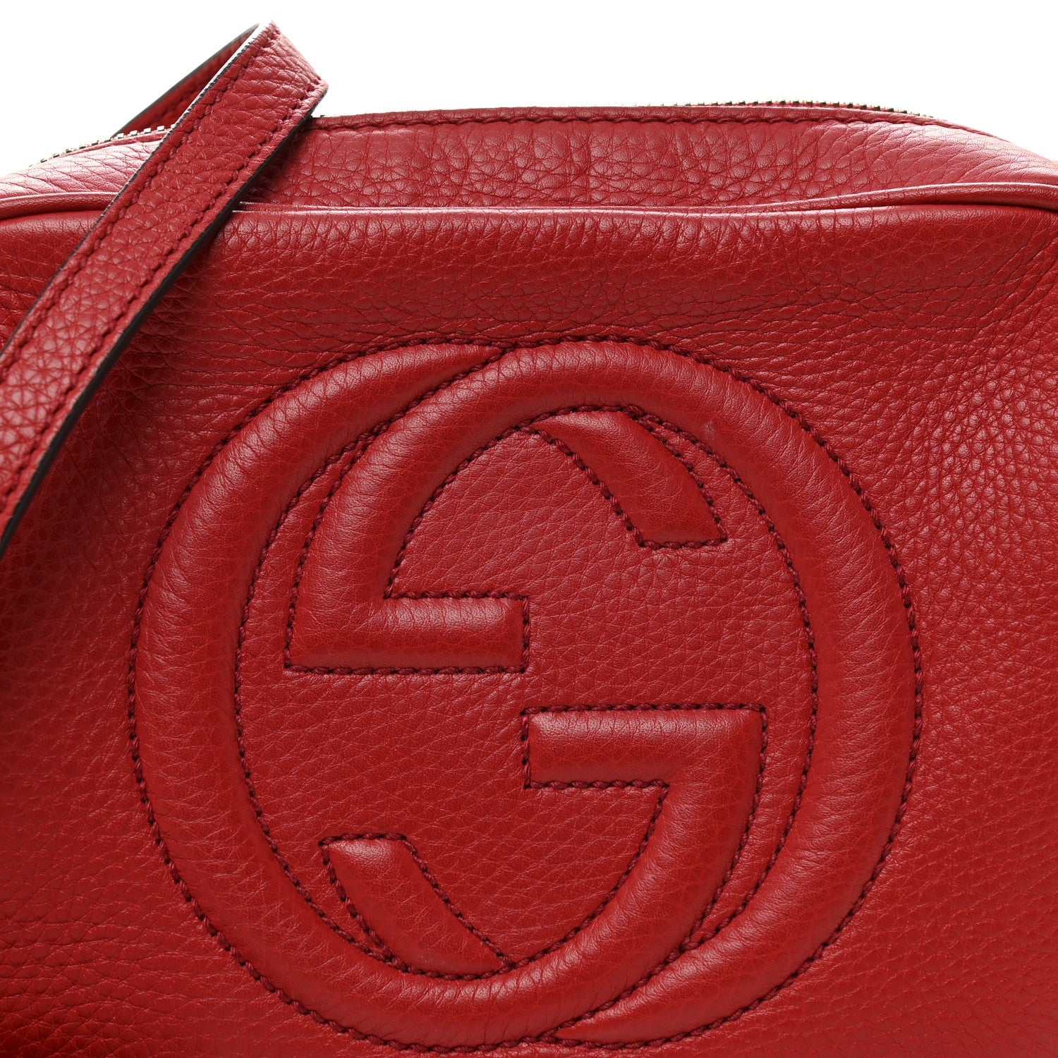 Gucci Pebbled Calfskin Small Soho Disco Bag Tabasco Red