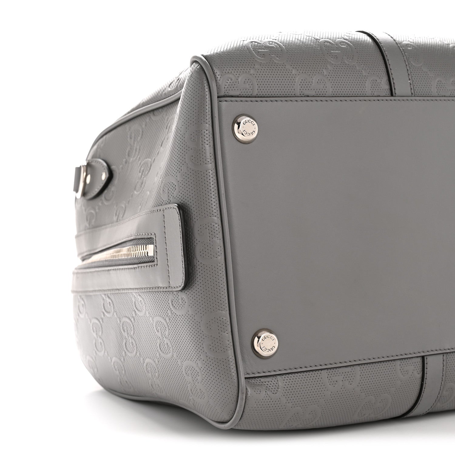 Gucci Calfskin GG Tennis Embossed Duffle Bag Grey