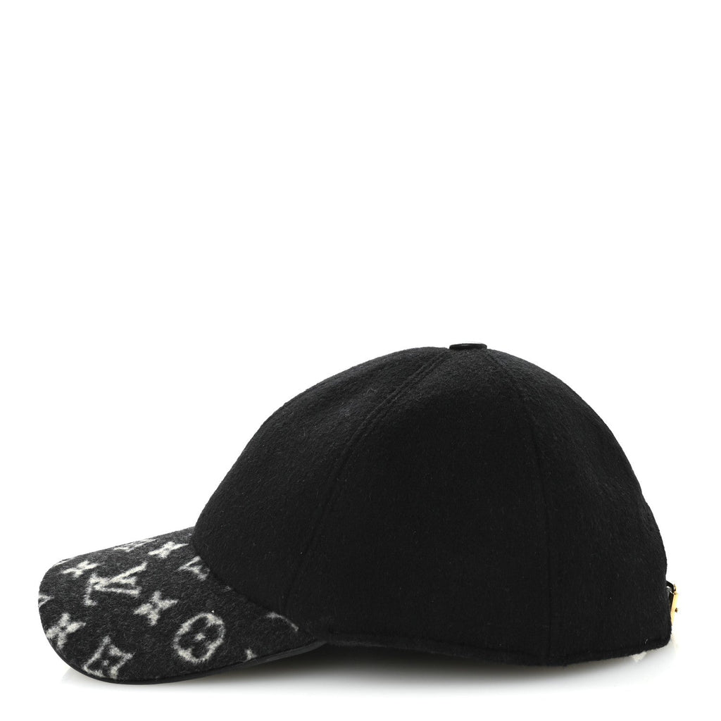 Louis Vuitton Wool Silk Monogram Endless Cap L Black