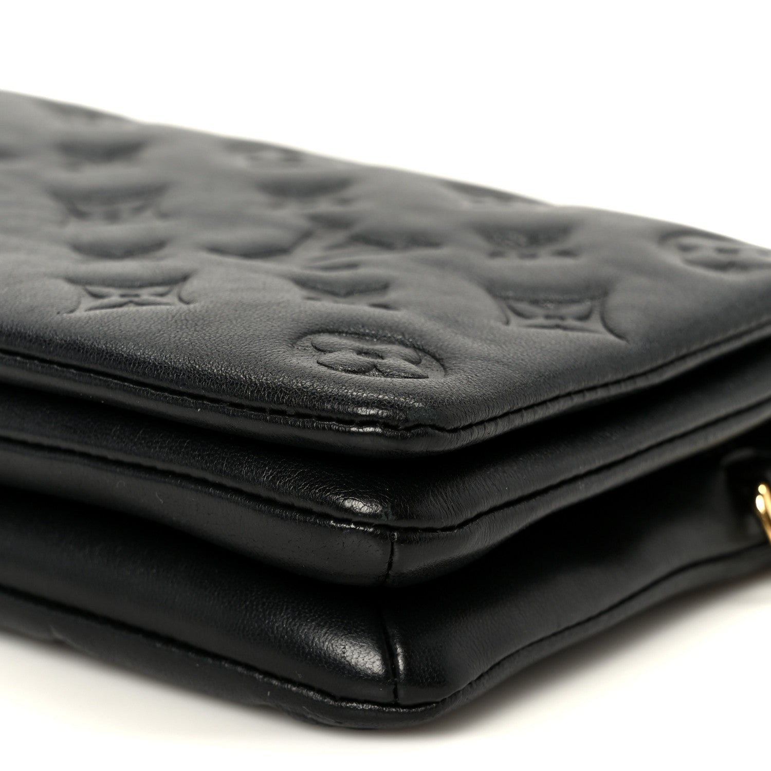 Louis Vuitton Lambskin Embossed Monogram Pochette Coussin Black
