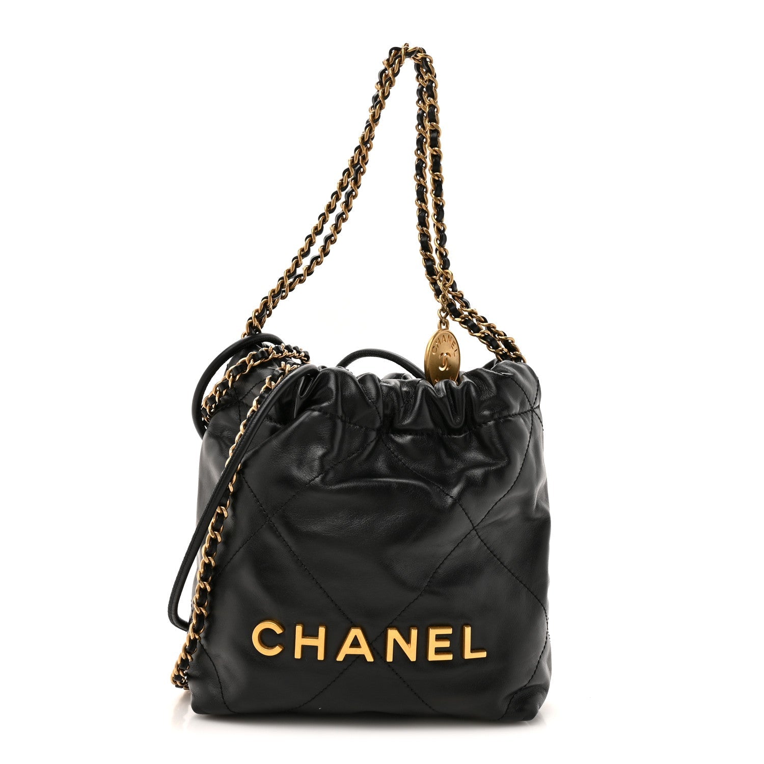 Chanel Shiny Calfskin Quilted Mini Chanel 22 Black