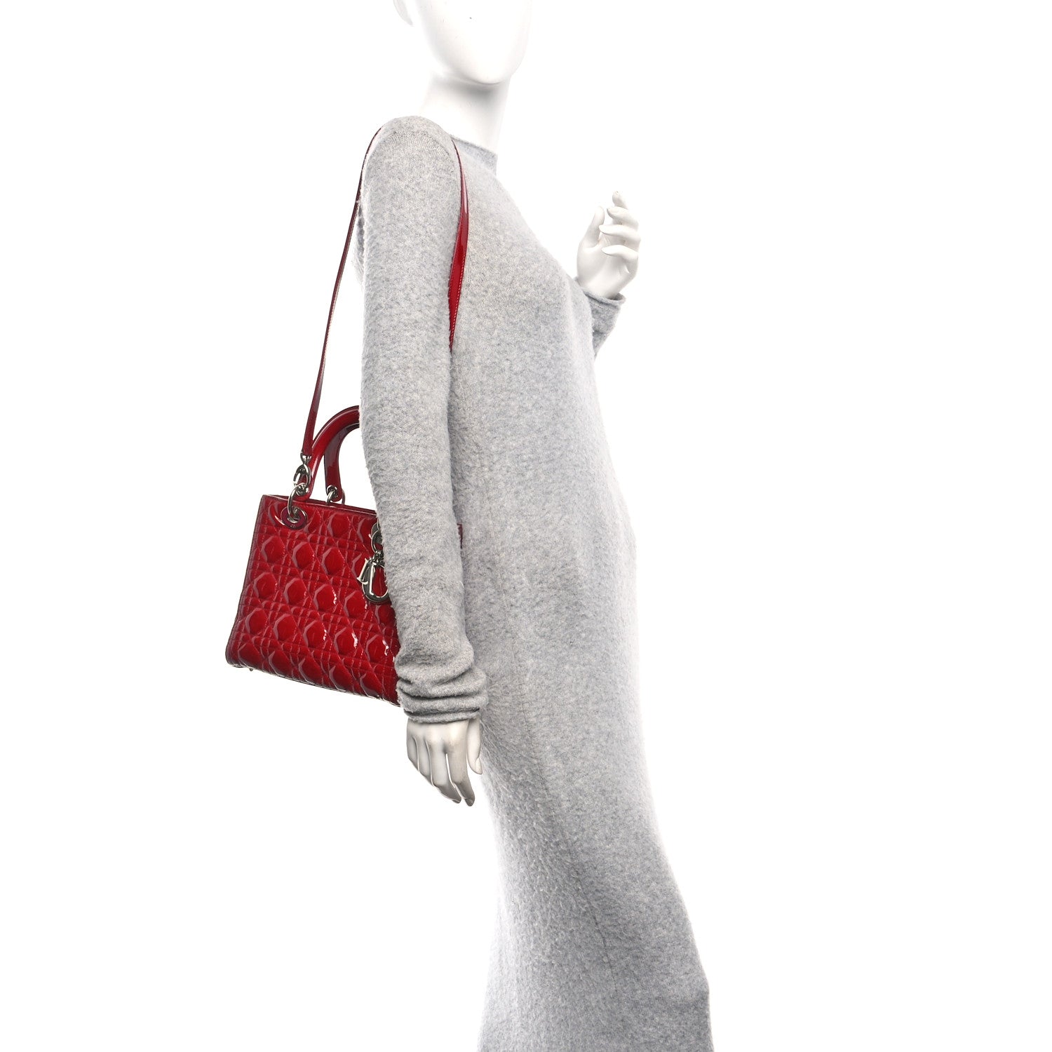 Christian Dior Patent Cannage Medium Lady Dior Red