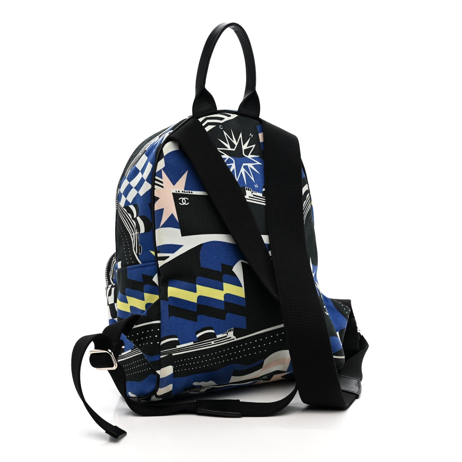 Chanel Canvas Cruise La Pausa Print Backpack Blue Multicolor