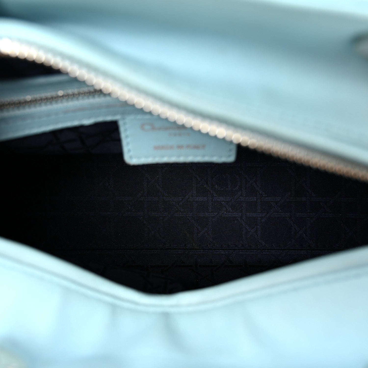 Christian Dior Lambskin Cannage Medium Lady Dior Light Blue