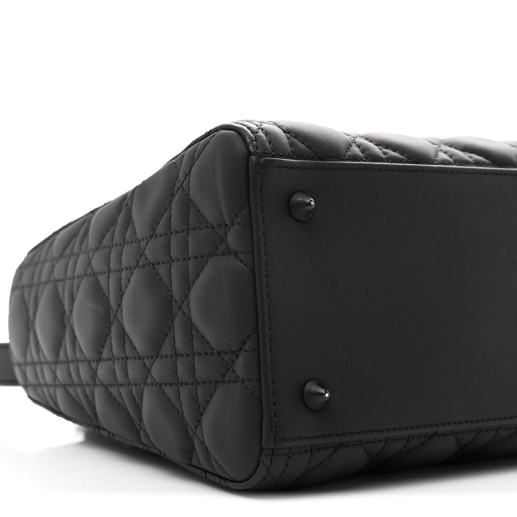 Christian Dior Ultra Matte Calfskin Cannage Medium Lady Dior Black
