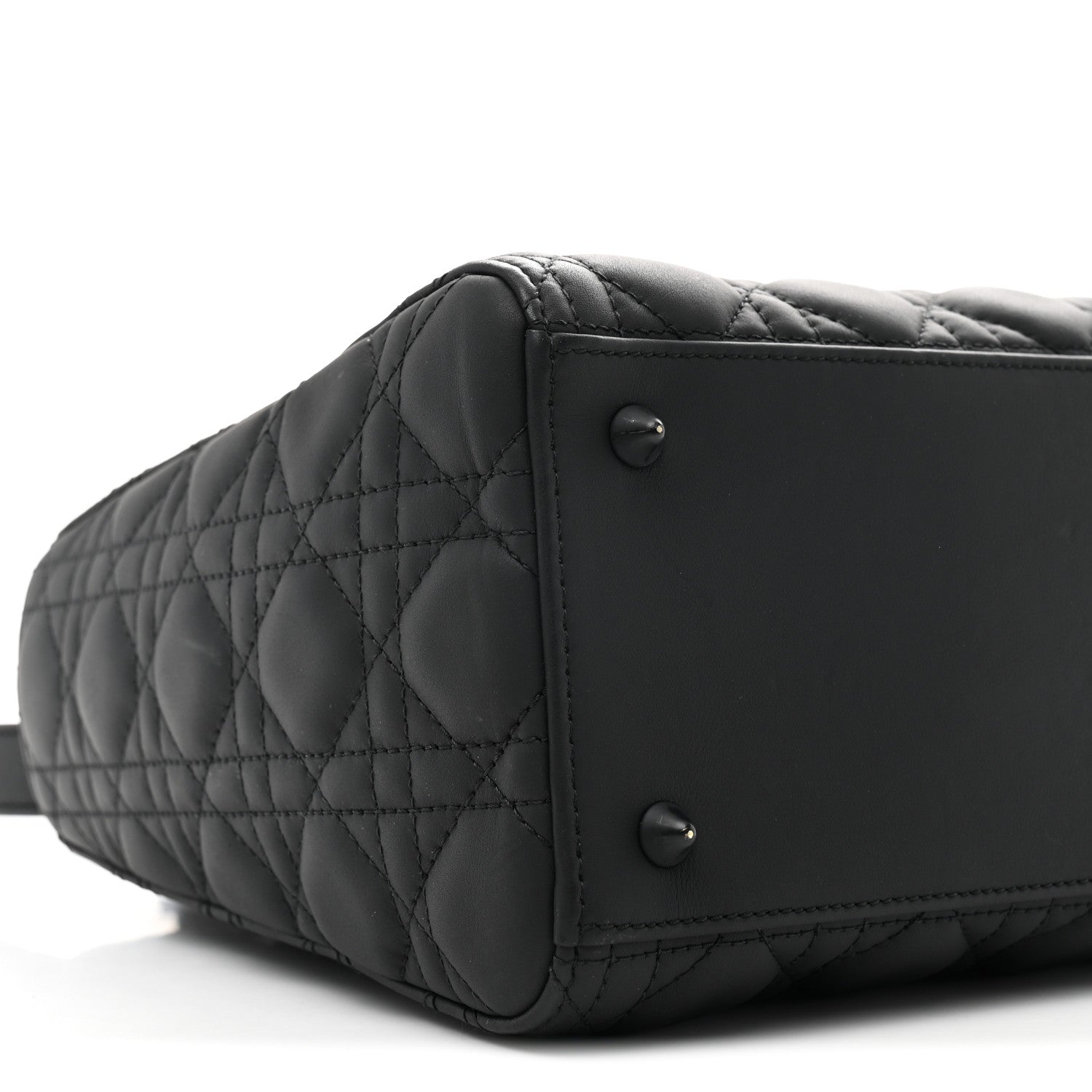 Christian Dior Ultra Matte Calfskin Cannage Medium Lady Dior Black