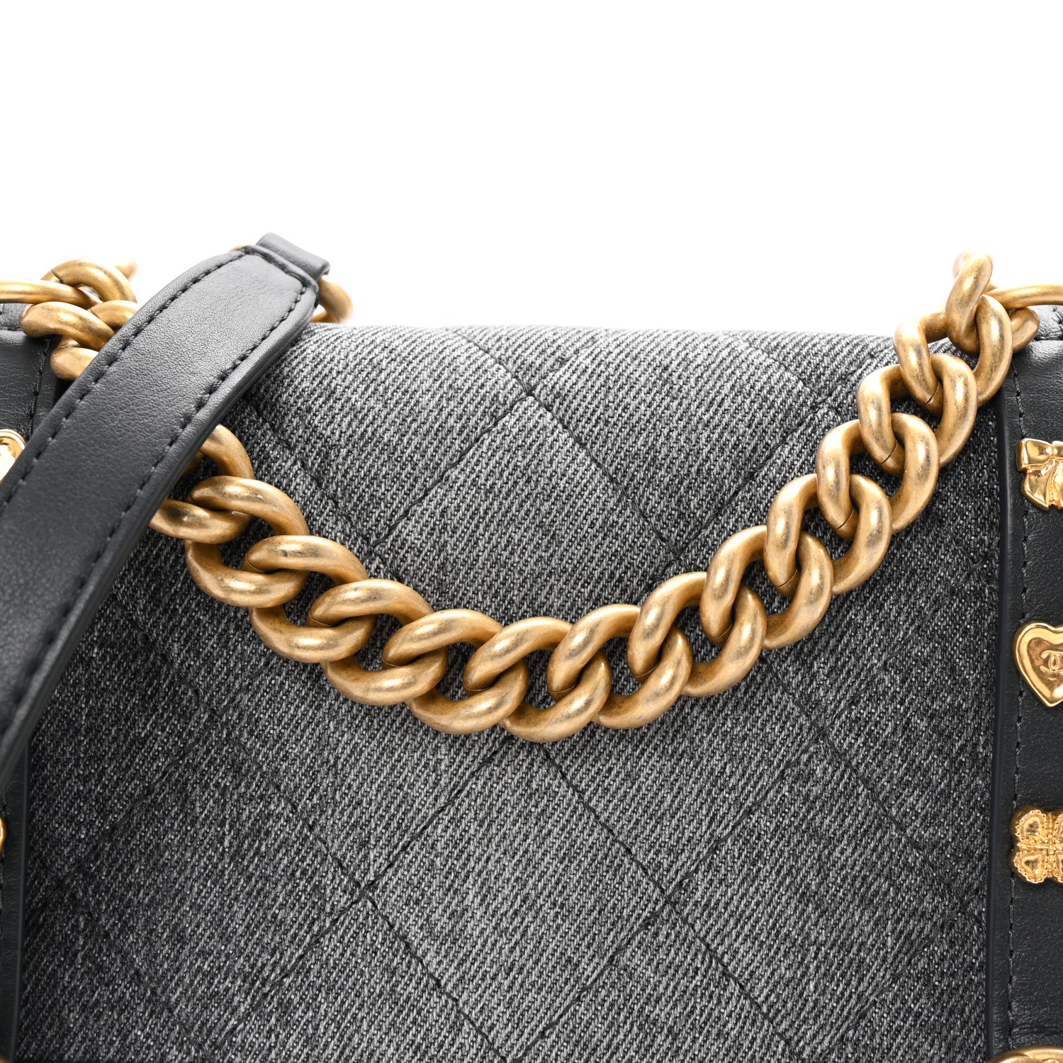 Chanel Washed Denim Quilted Messenger Flap Black