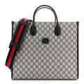 Gucci GG Supreme Monogram Azalea Calfskin Medium Retro Interlocking G Tote Bag Beige Blue
