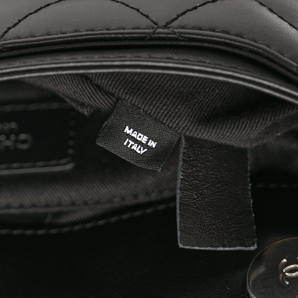 Chanel Calfskin Quilted CC Uniform Flap Belt Bag Black
