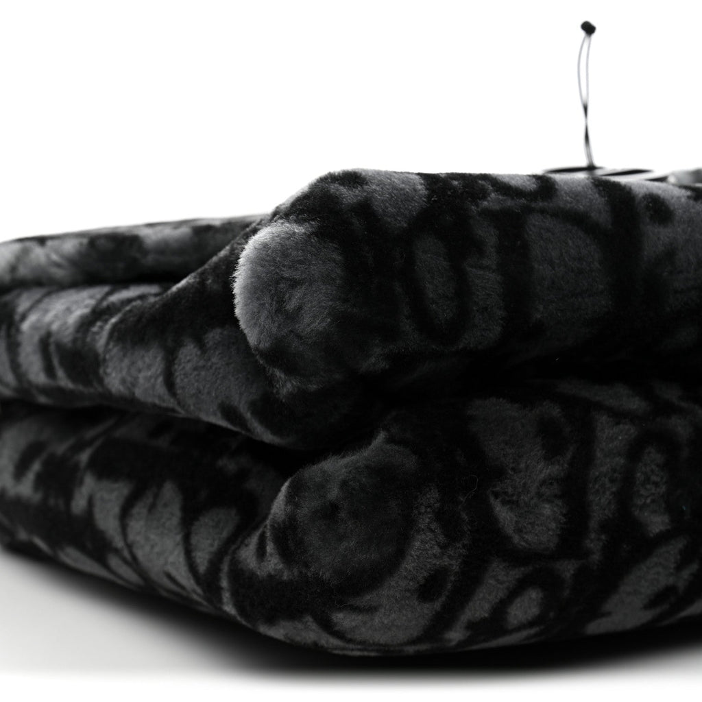 Christian Dior Oblique Mink Fur Saddle Soft Bag Dark Grey