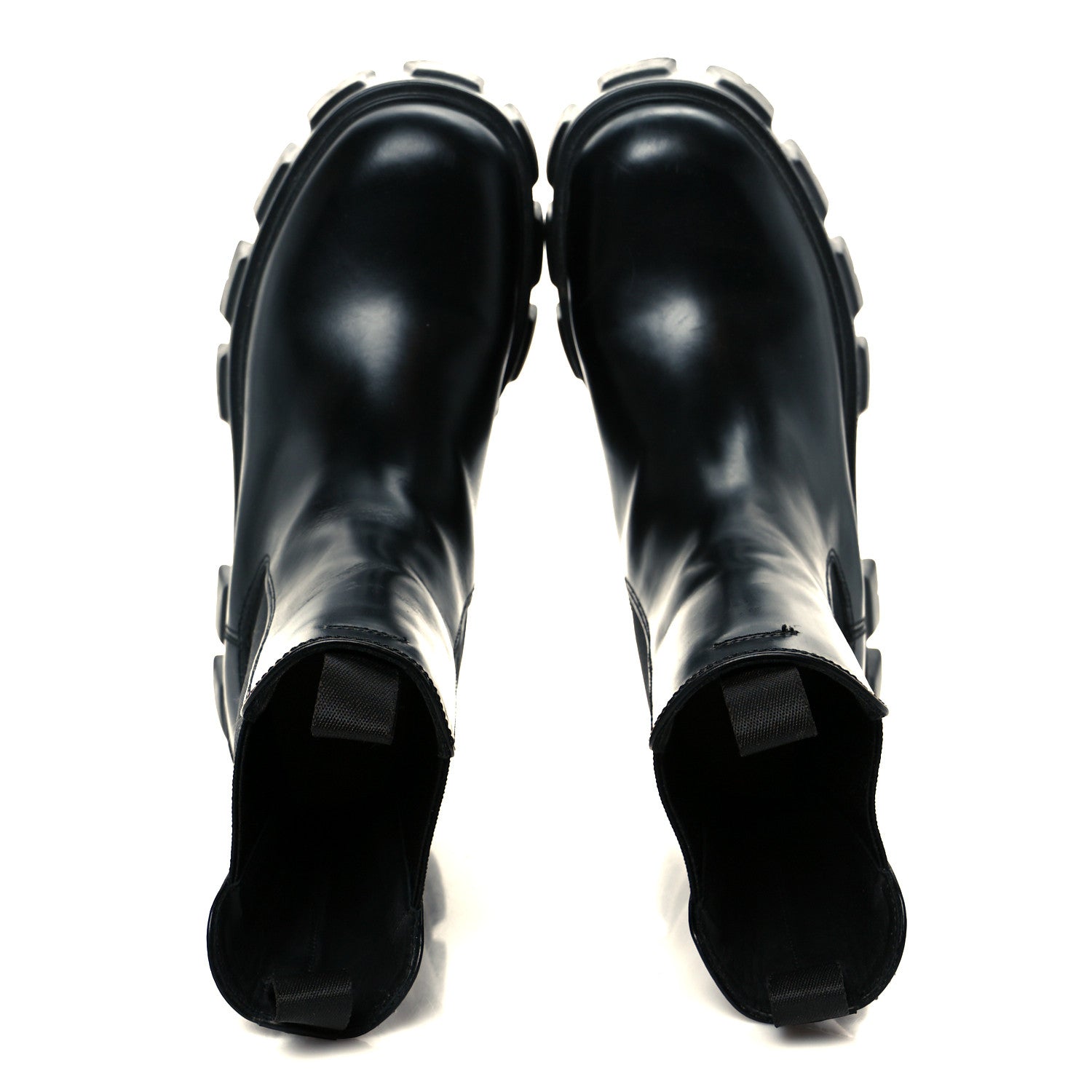 Prada Spazzolato Rois Monolith Chelsea 55mm Tall Boots 38 Black