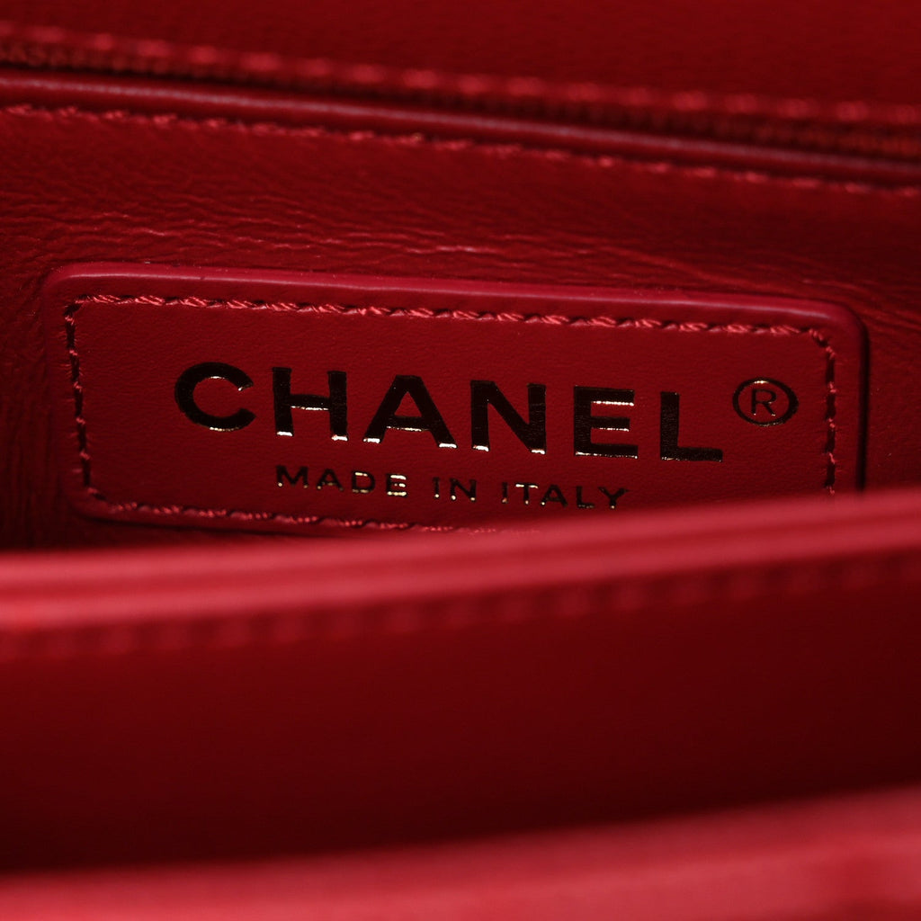 Chanel Caviar Quilted Extra Mini Coco Handle Flap Red