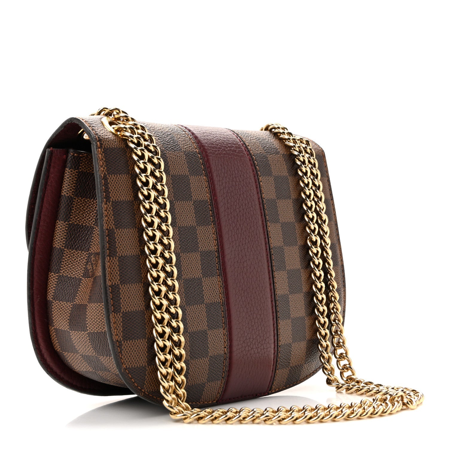 Louis Vuitton Damier Ebene Cuir Taurillon Wight Bordeaux