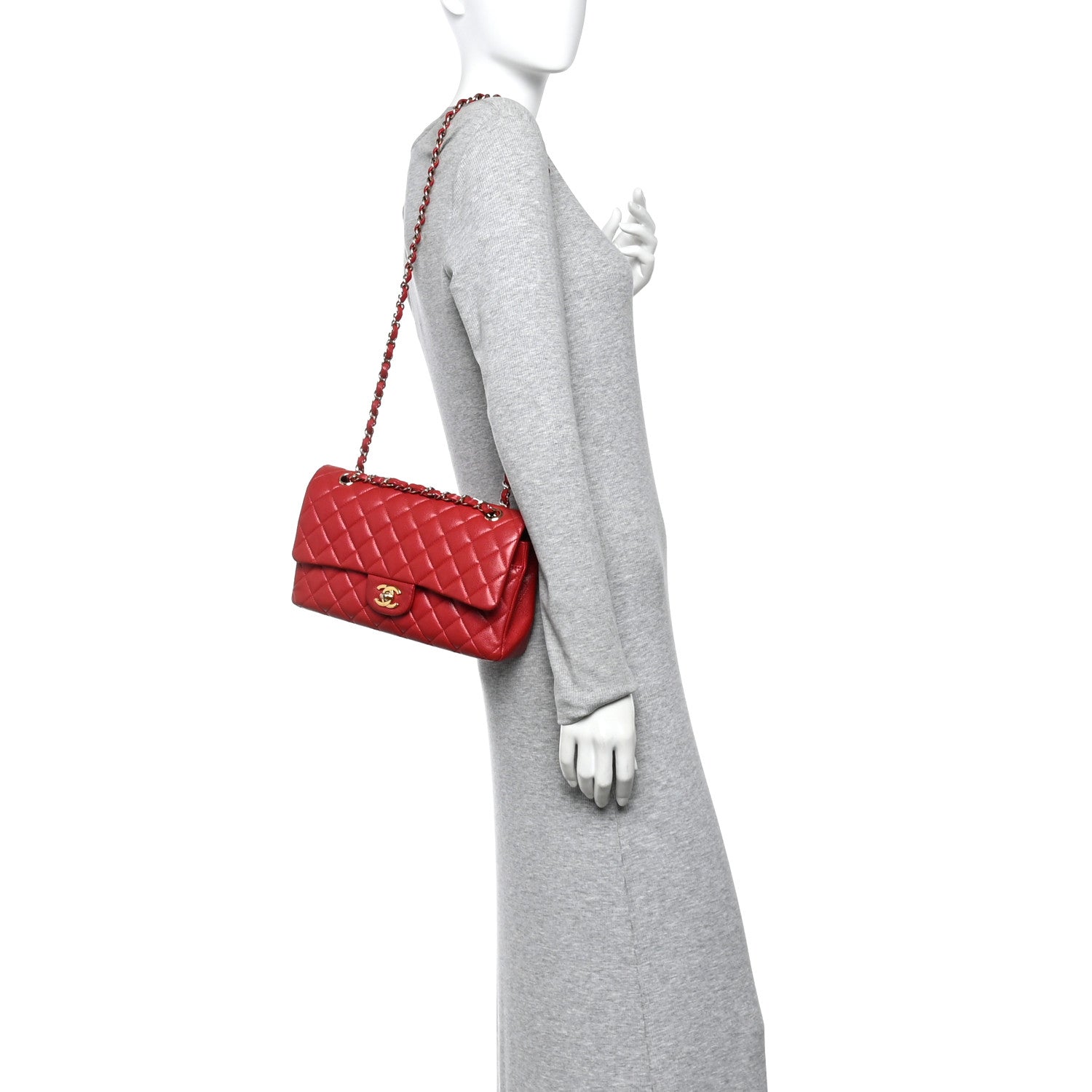 Chanel Caviar Quilted Medium Double Flap Red