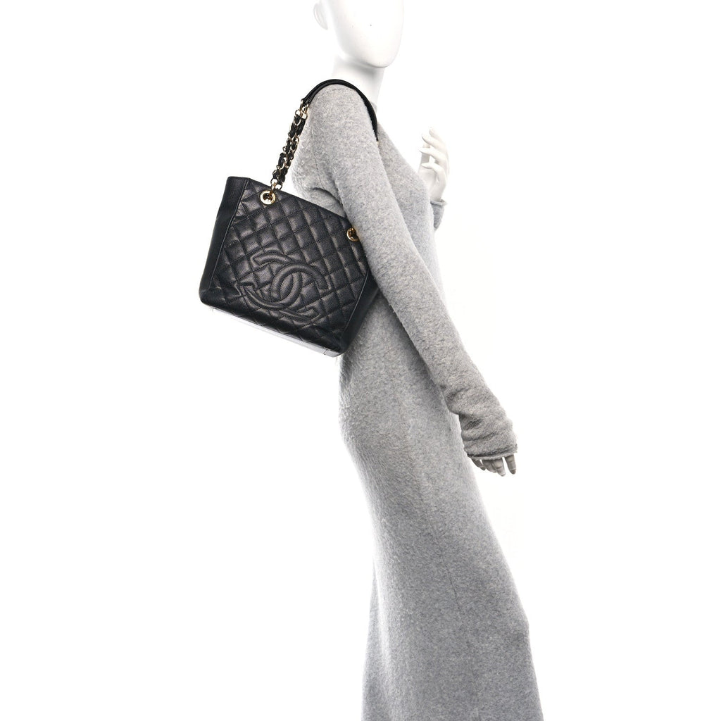 Chanel Caviar Quilted Petit Shopping Tote PST Black