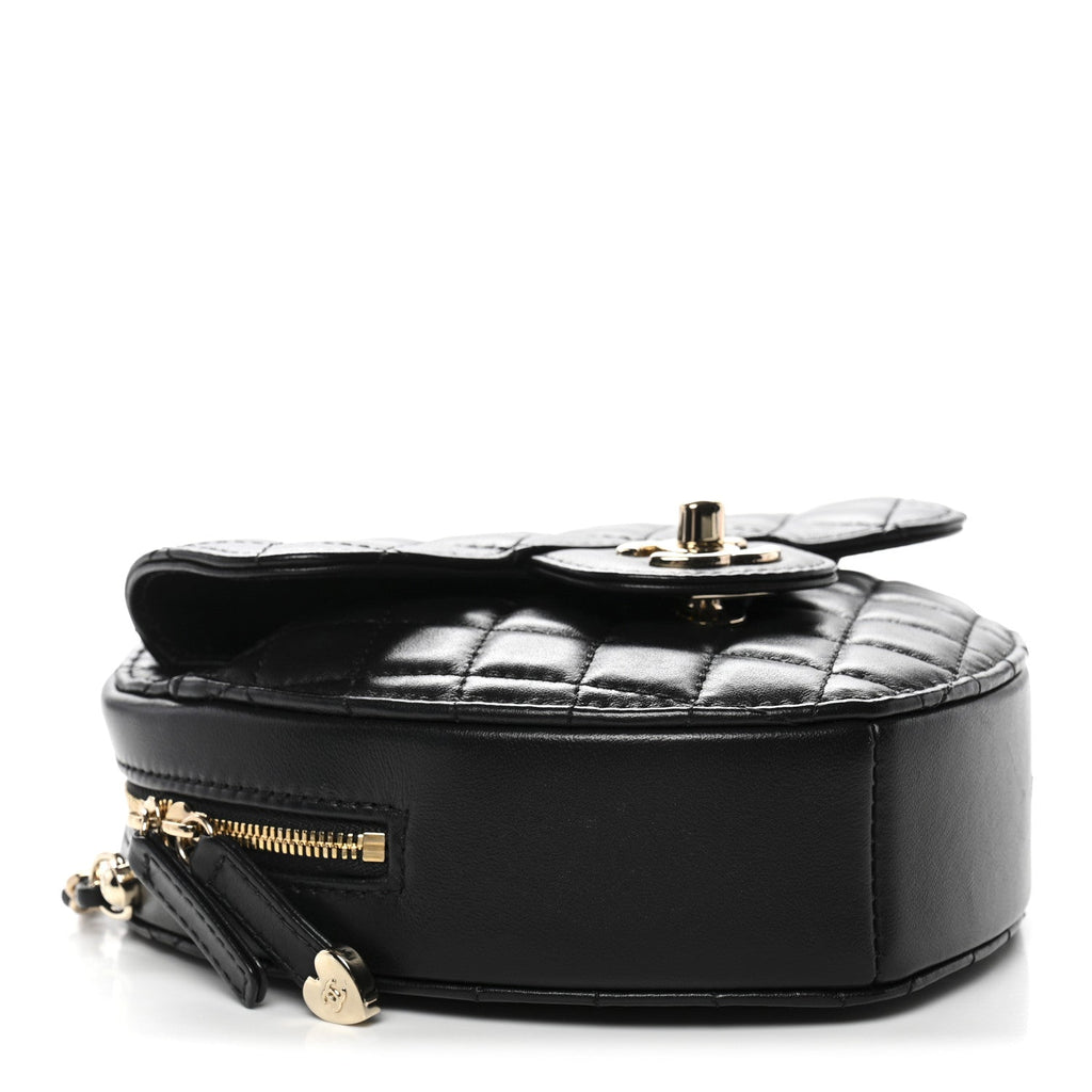 Chanel Lambskin Quilted CC In Love Heart Bag Black