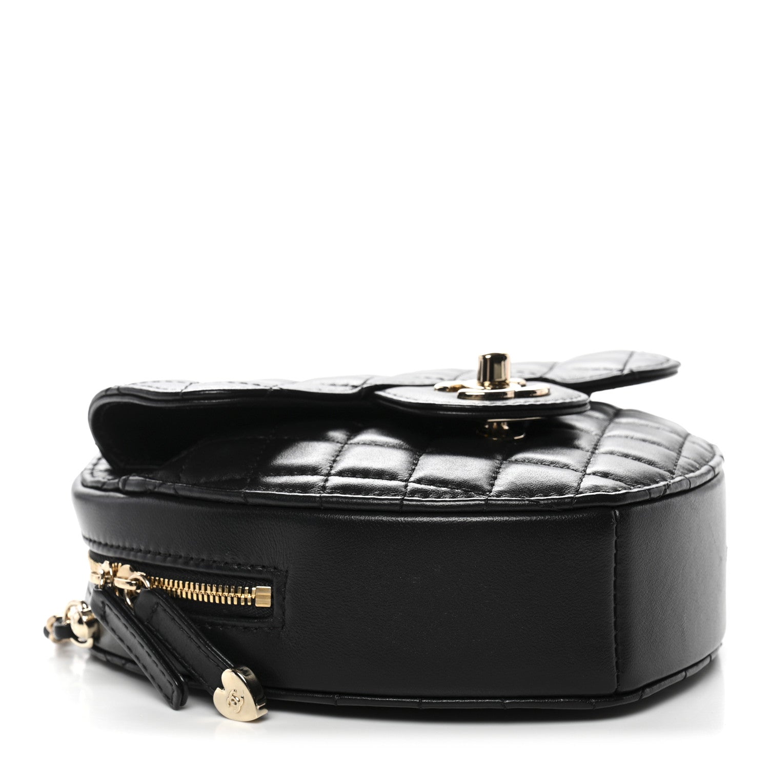Chanel Lambskin Quilted CC In Love Heart Bag Black