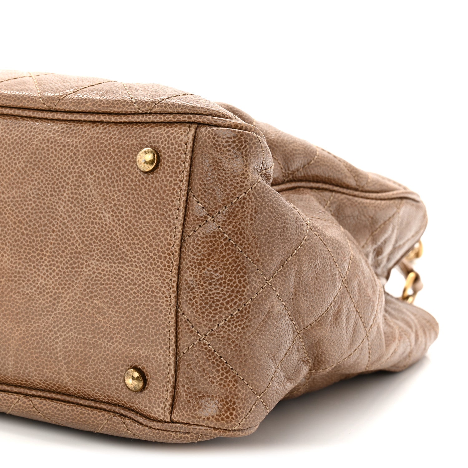 Chanel Glazed Caviar Quilted Small Shiva Tote Beige