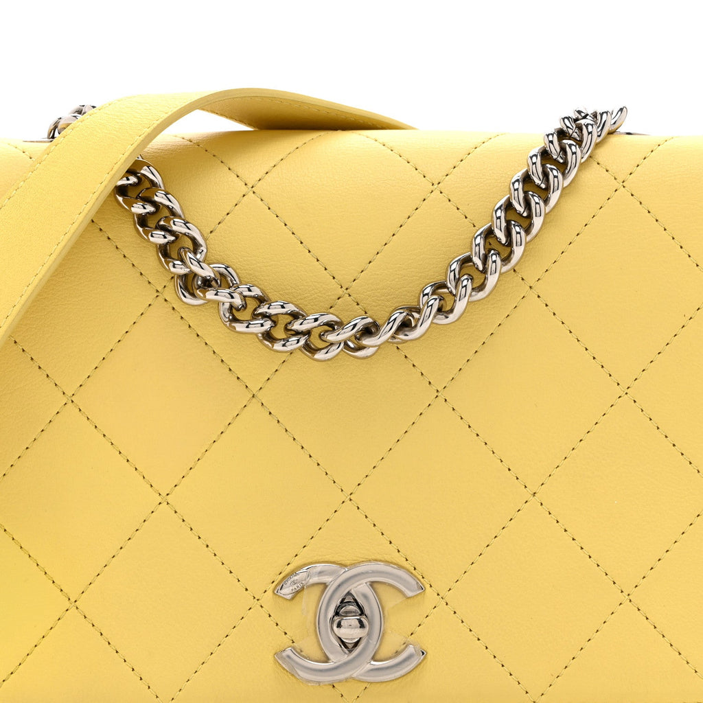 Chanel Calfskin Small Stitched Flap Yellow