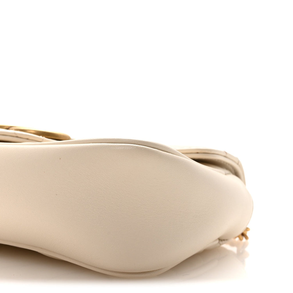 Gucci Calfskin Matelasse Super Mini GG Marmont Shoulder Bag White