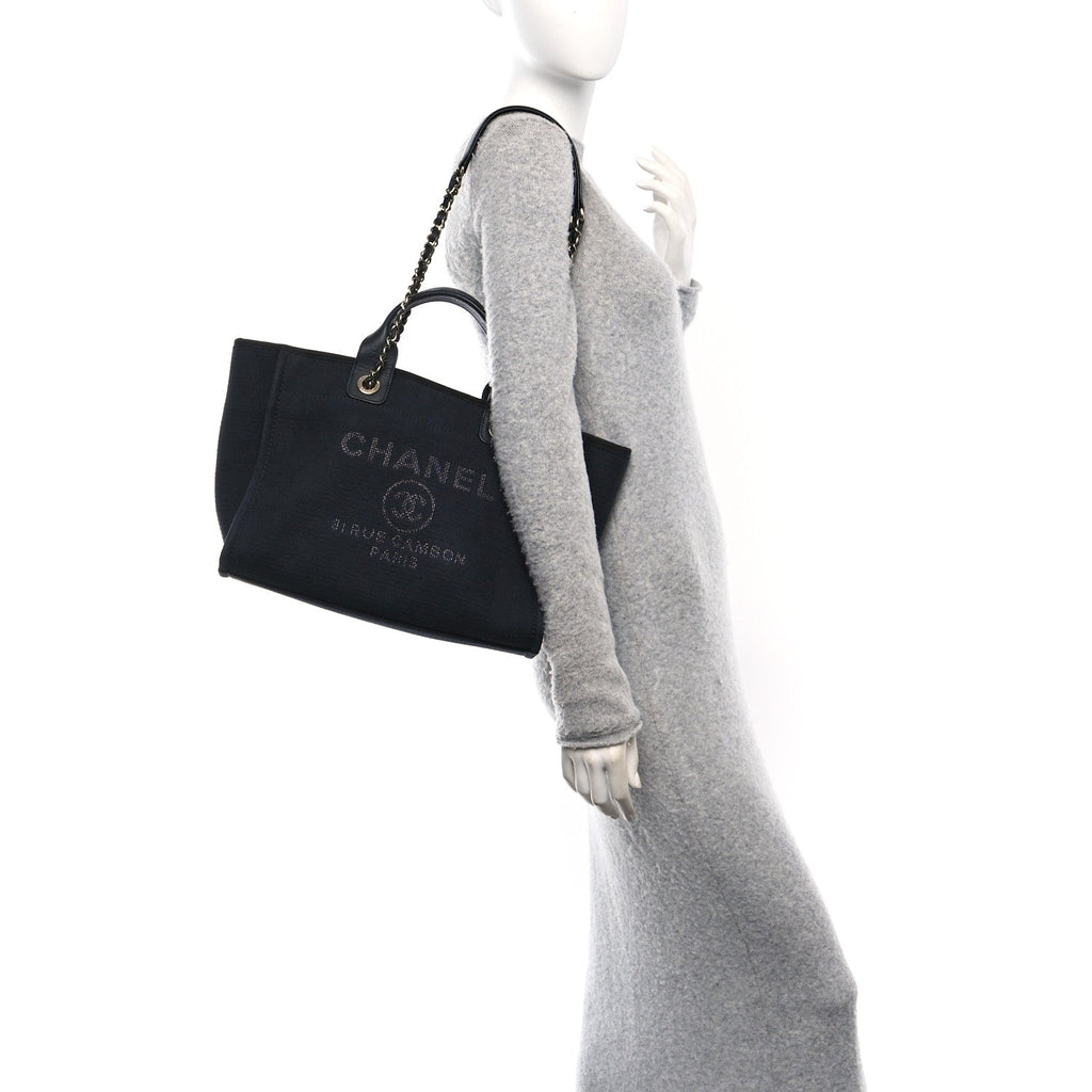 Chanel Mixed Fibers Small Deauville Tote Black