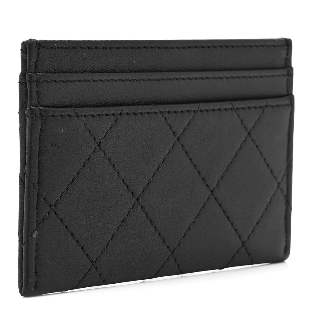 Calfskin Quilted Card Holder So Black