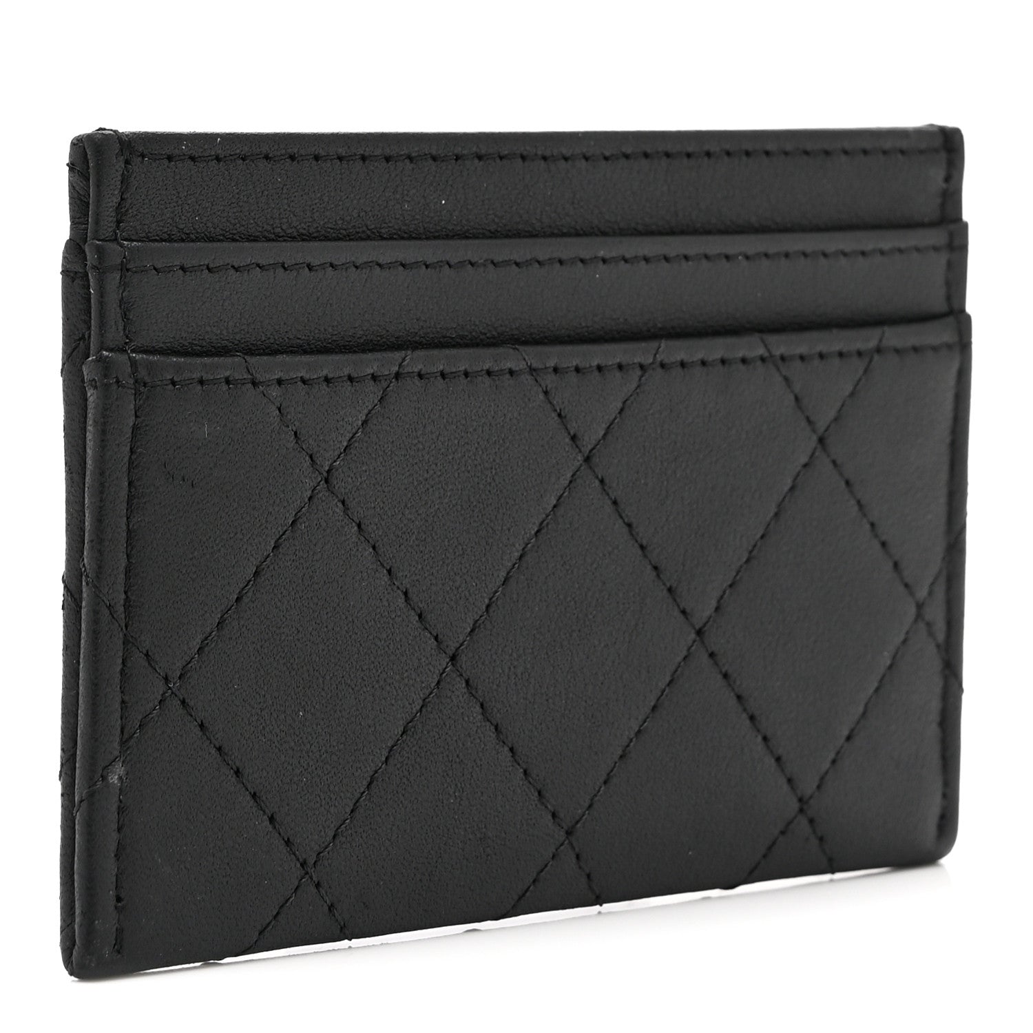 Calfskin Quilted Card Holder So Black
