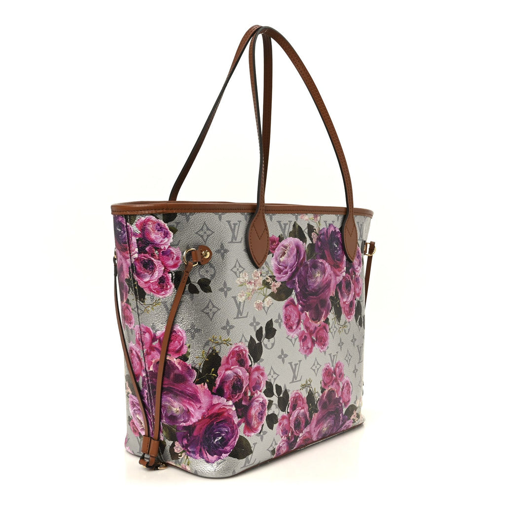 Louis Vuitton Metallic Monogram LV Garden Neverfull MM Silver