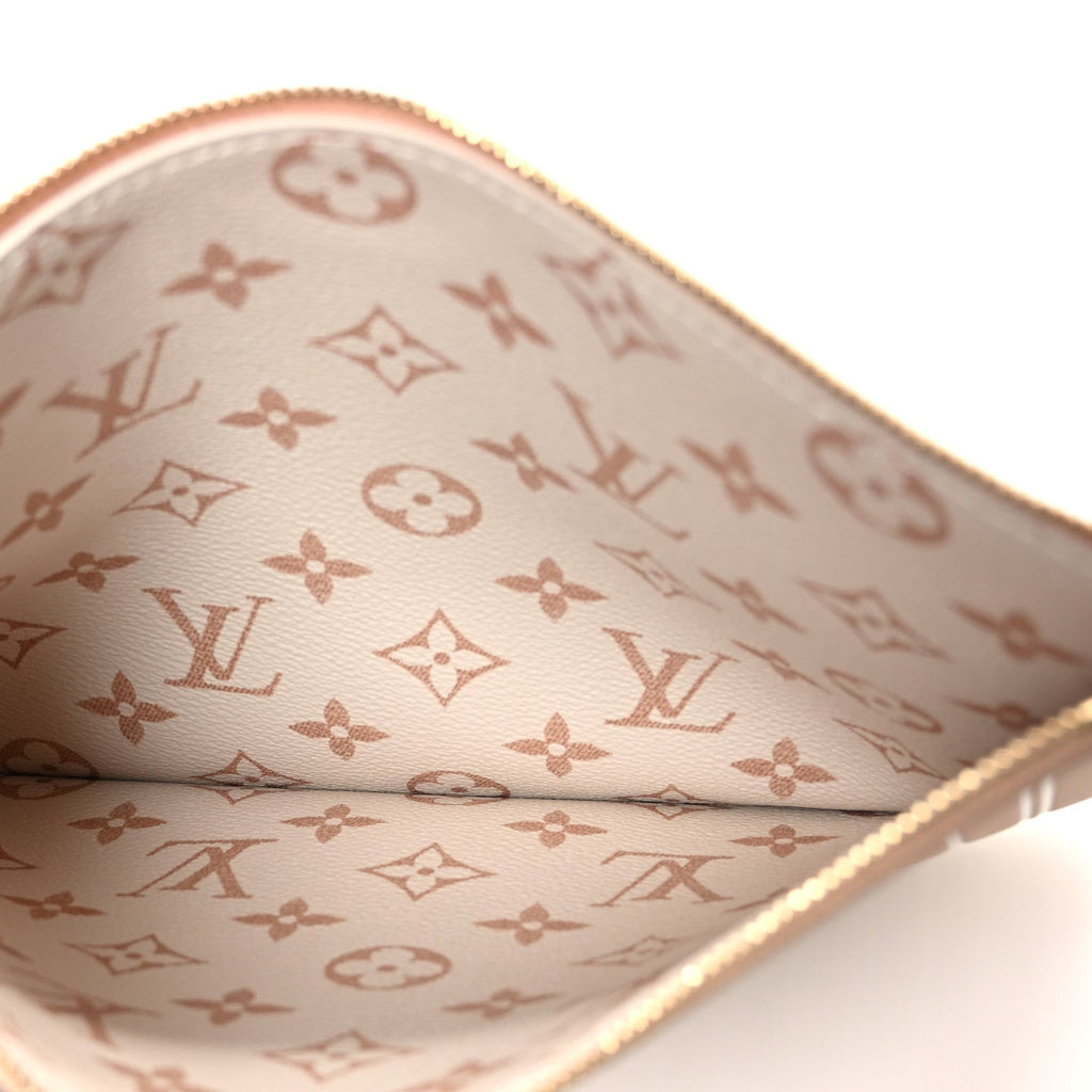 Louis Vuitton Calfskin Neverfull Inside Out MM Pochette Dune Hazelnut