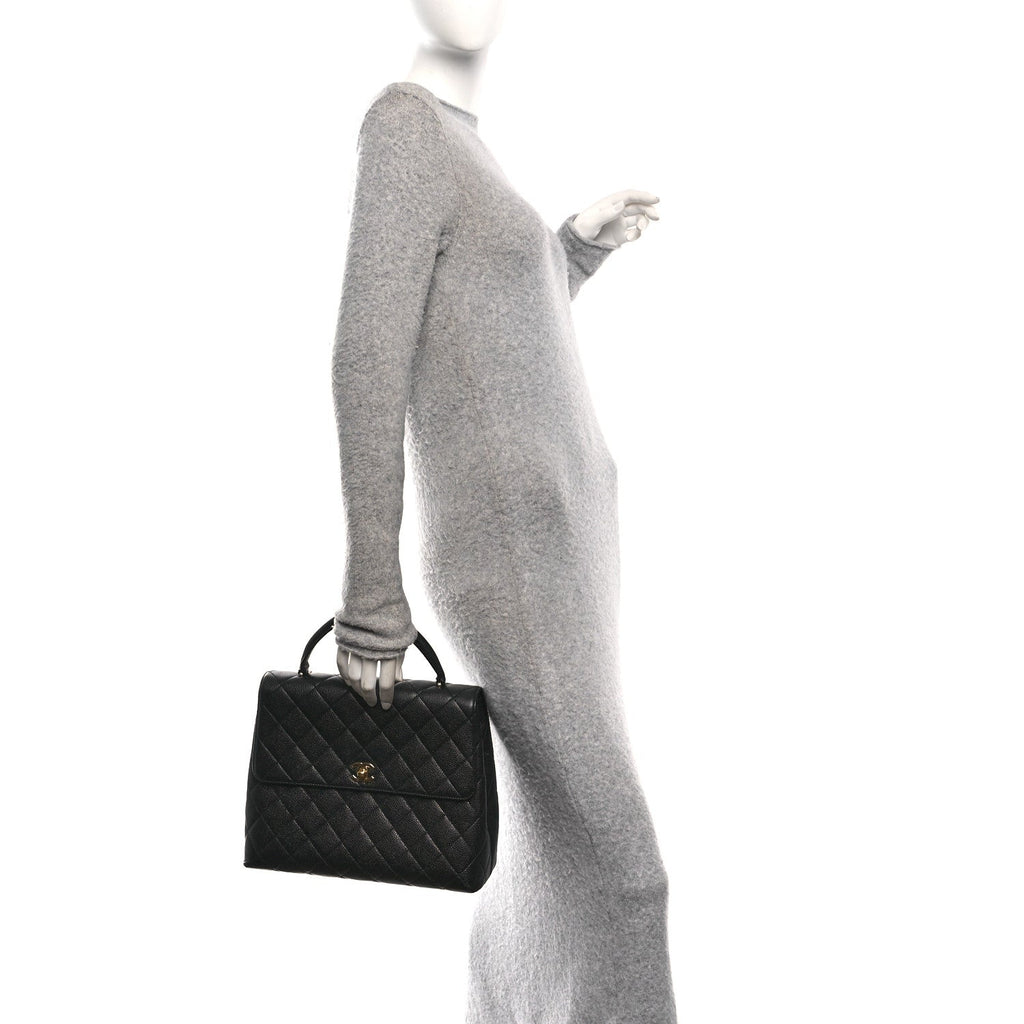 Chanel Caviar Quilted Jumbo Kelly Flap Black