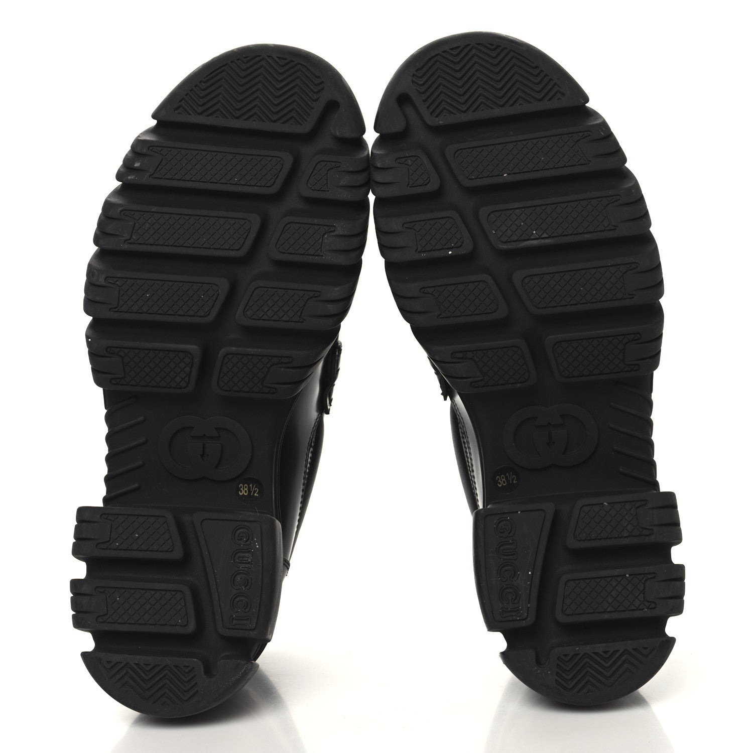 Gucci Magnum Calfskin Nappa Samoa Womens Horsebit Platform Chunky Lug Sole 40mm Loafers 38.5  Black