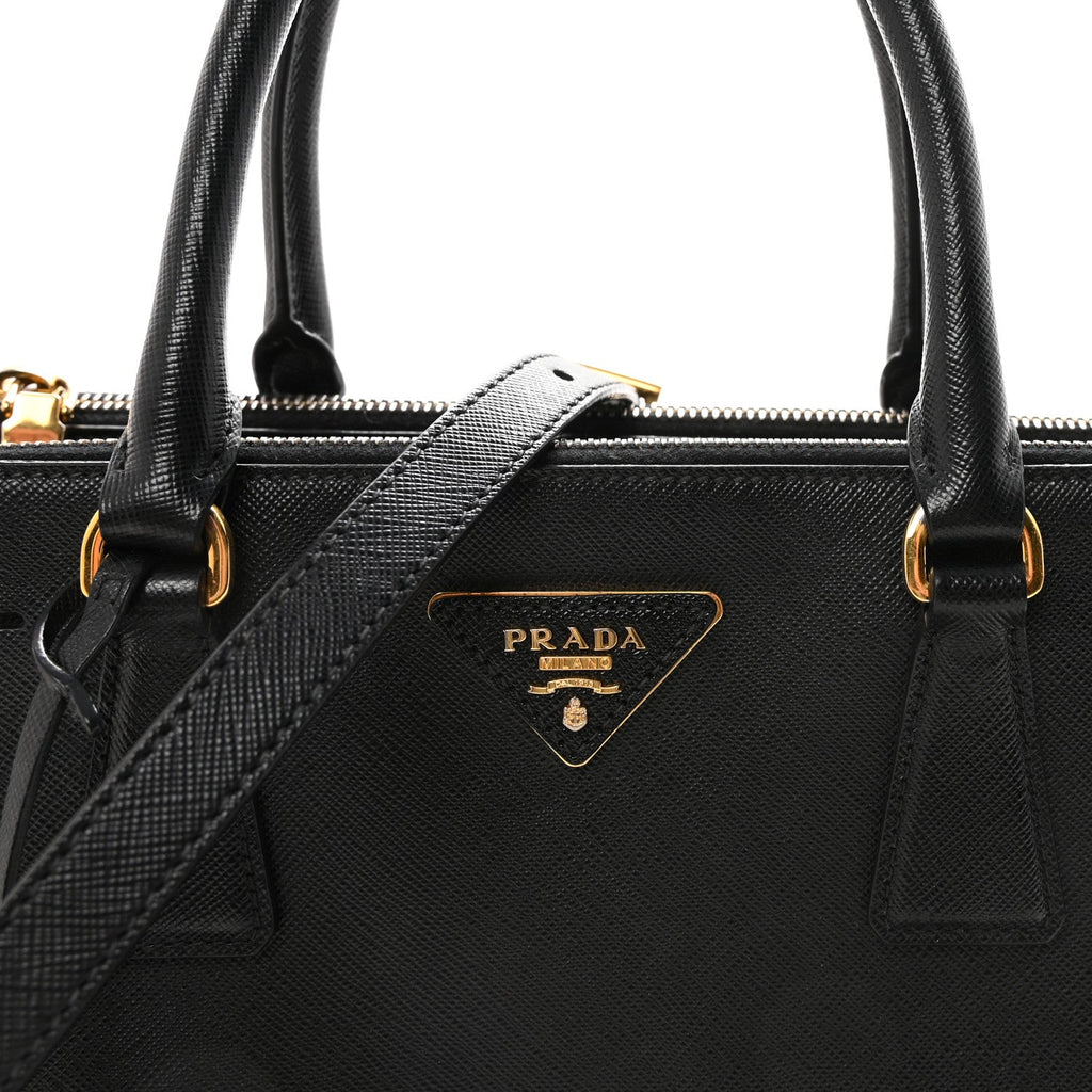 Prada Saffiano Small Galleria Double Zip Tote Black