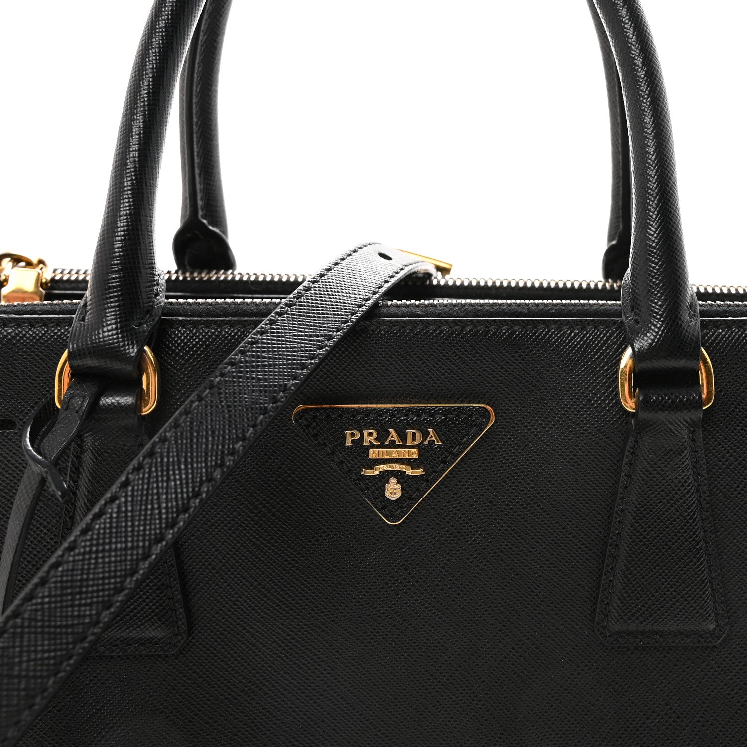 Prada Saffiano Small Galleria Double Zip Tote Black