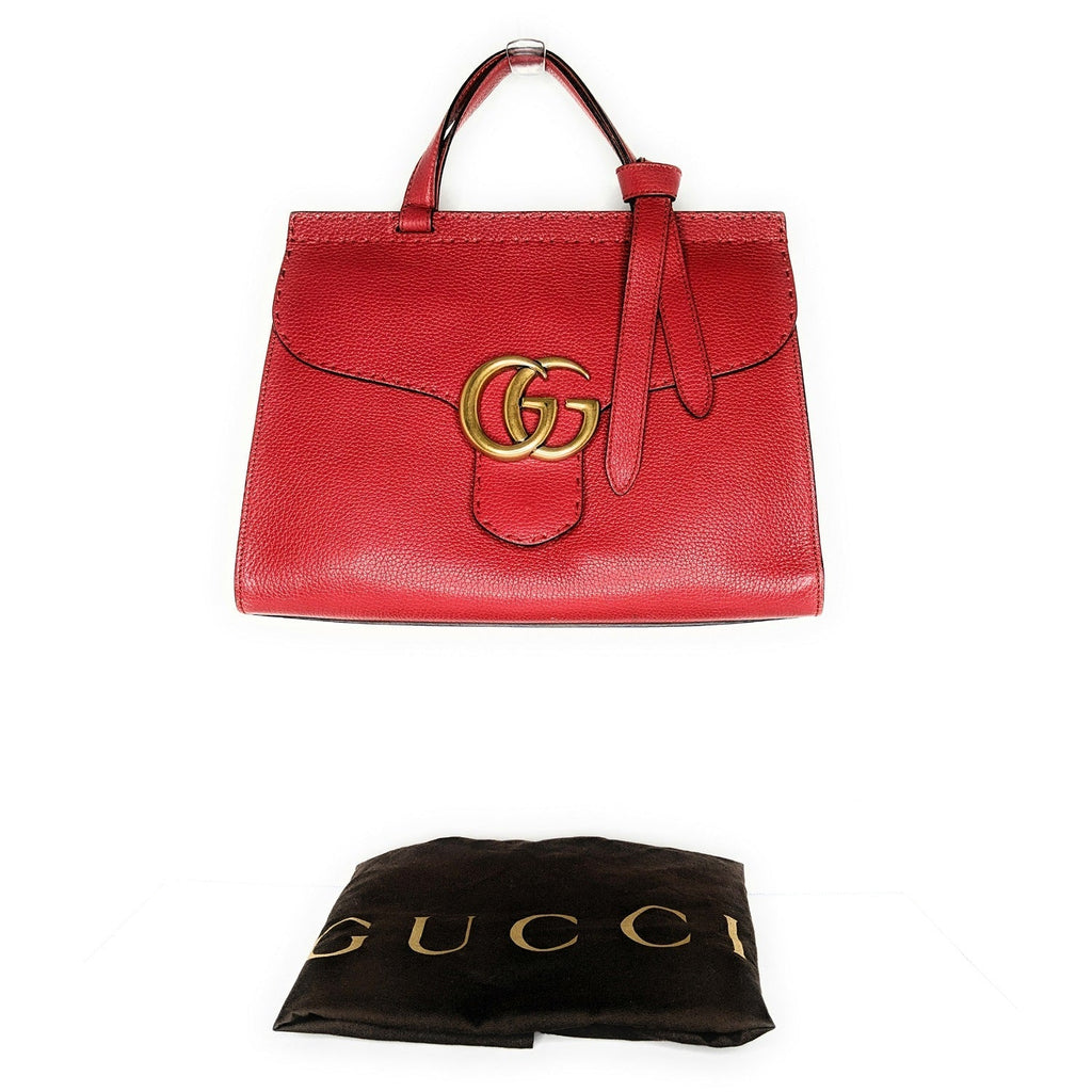 Gucci Red GG Marmont Top Handle Bag