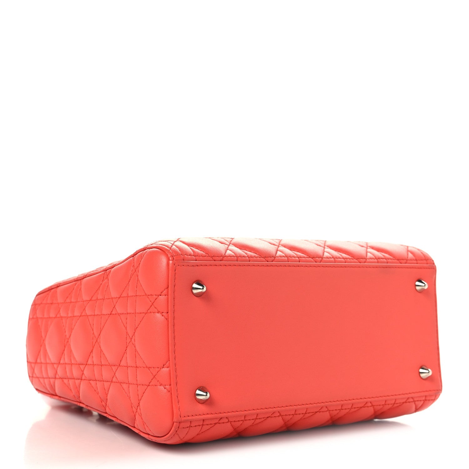 Christian Dior Lambskin Cannage Medium Lady Dior Coral