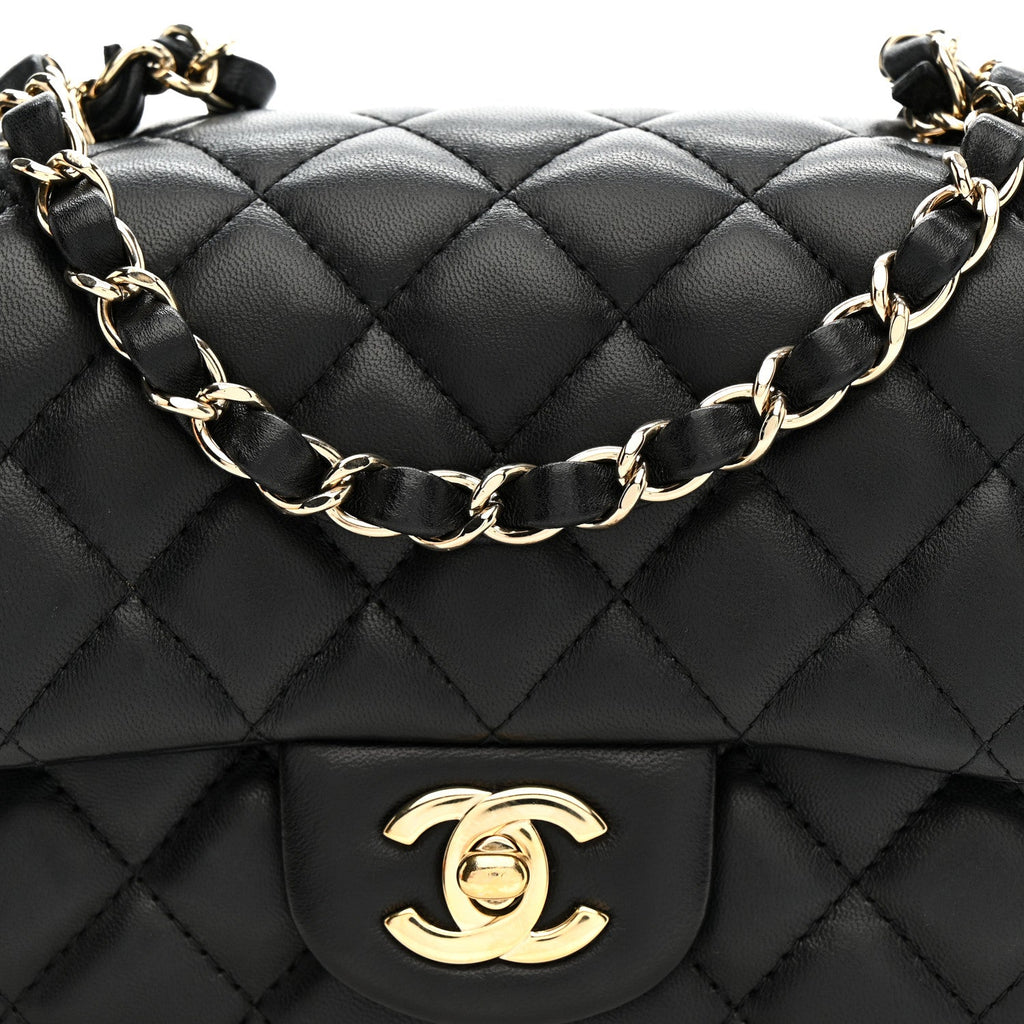 Chanel Lambskin Quilted Mini Square Flap Black