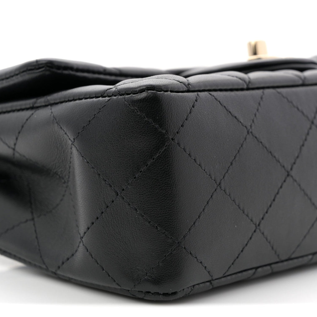 Chanel Lambskin Quilted Mini Rectangular Flap Black