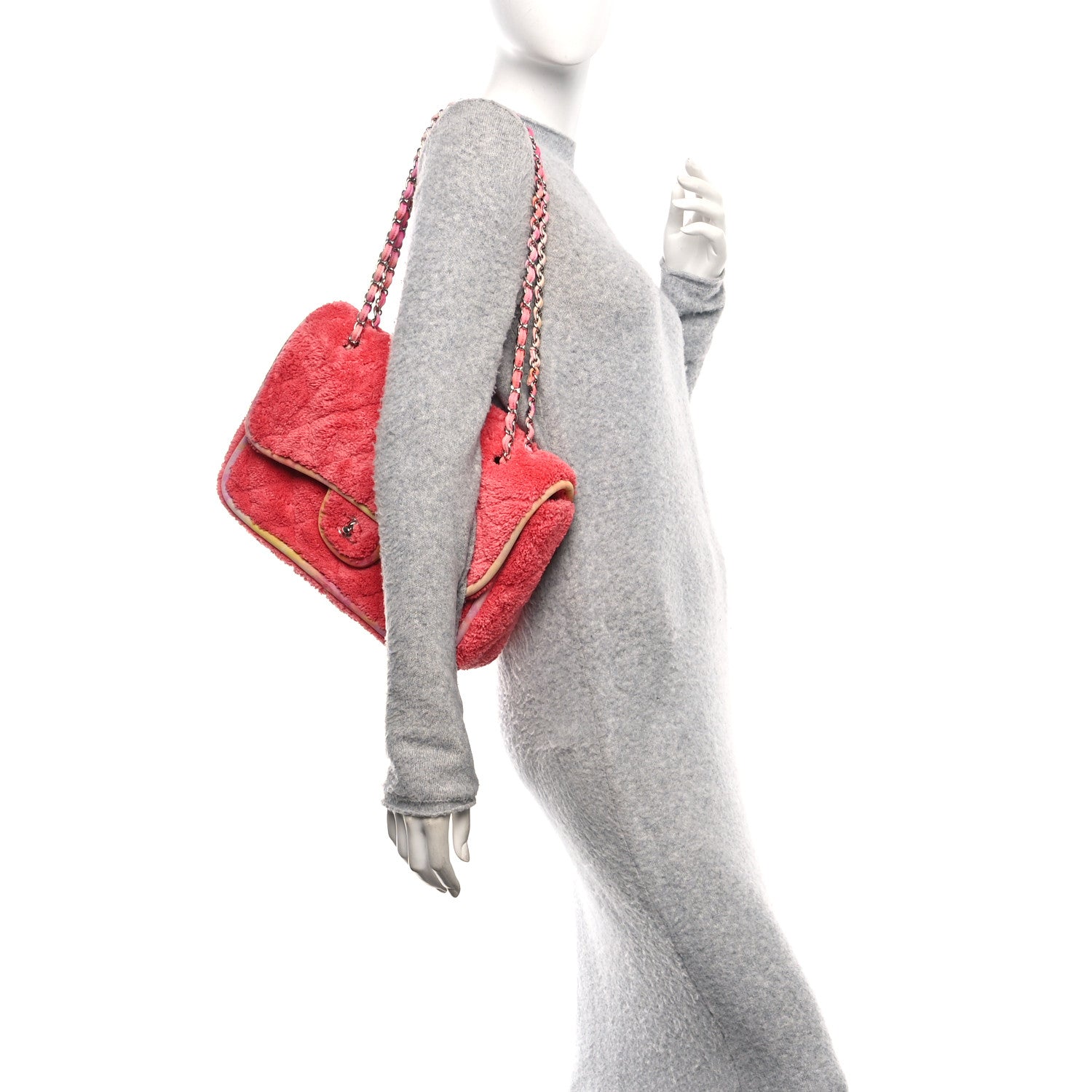 Chanel Mixed Fibers Quilted Large Flap Bag Coral