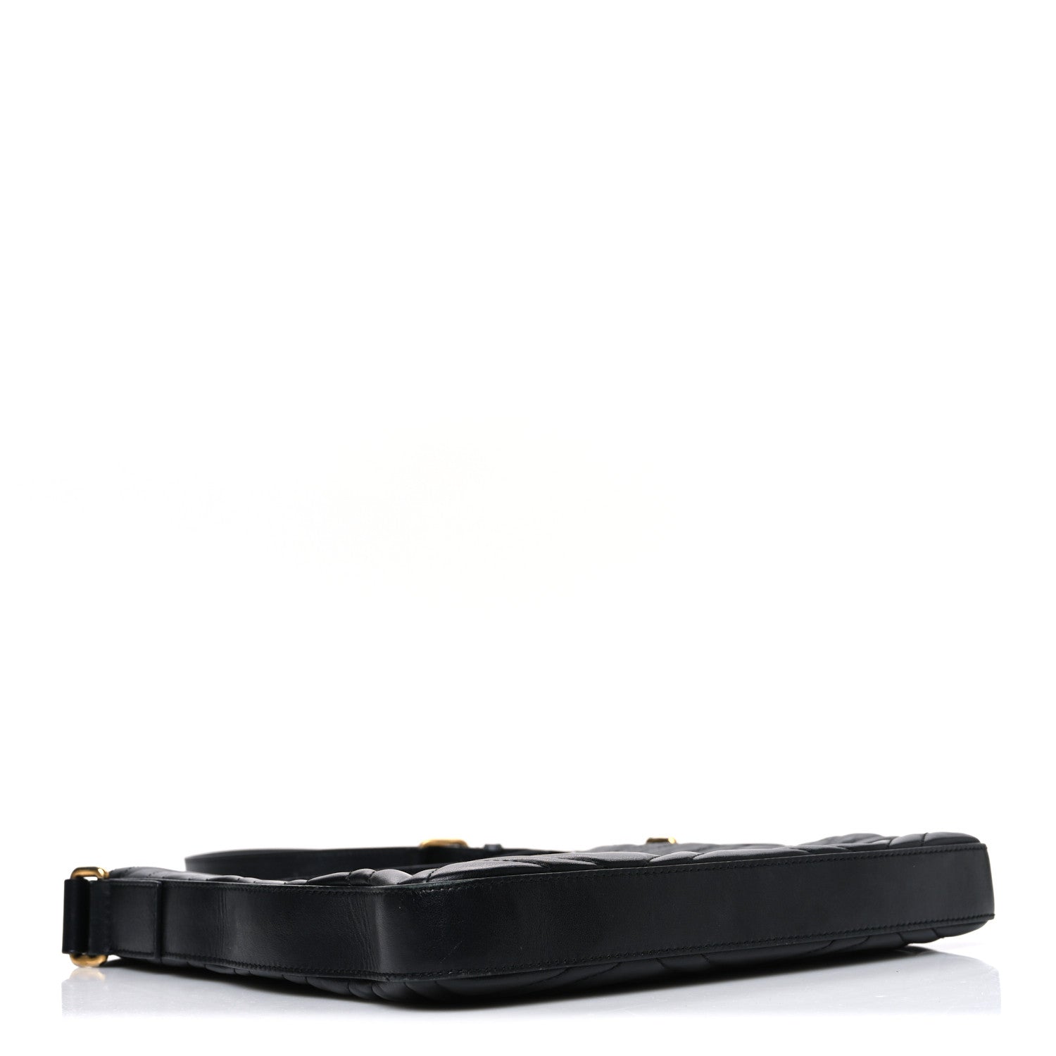 Gucci Calfskin Matelasse GG Marmont Flat Messenger Bag Black