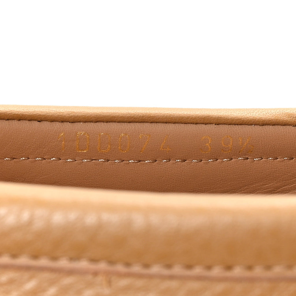 Prada Cervo Triangle Driving Loafer 39.5 Naturale