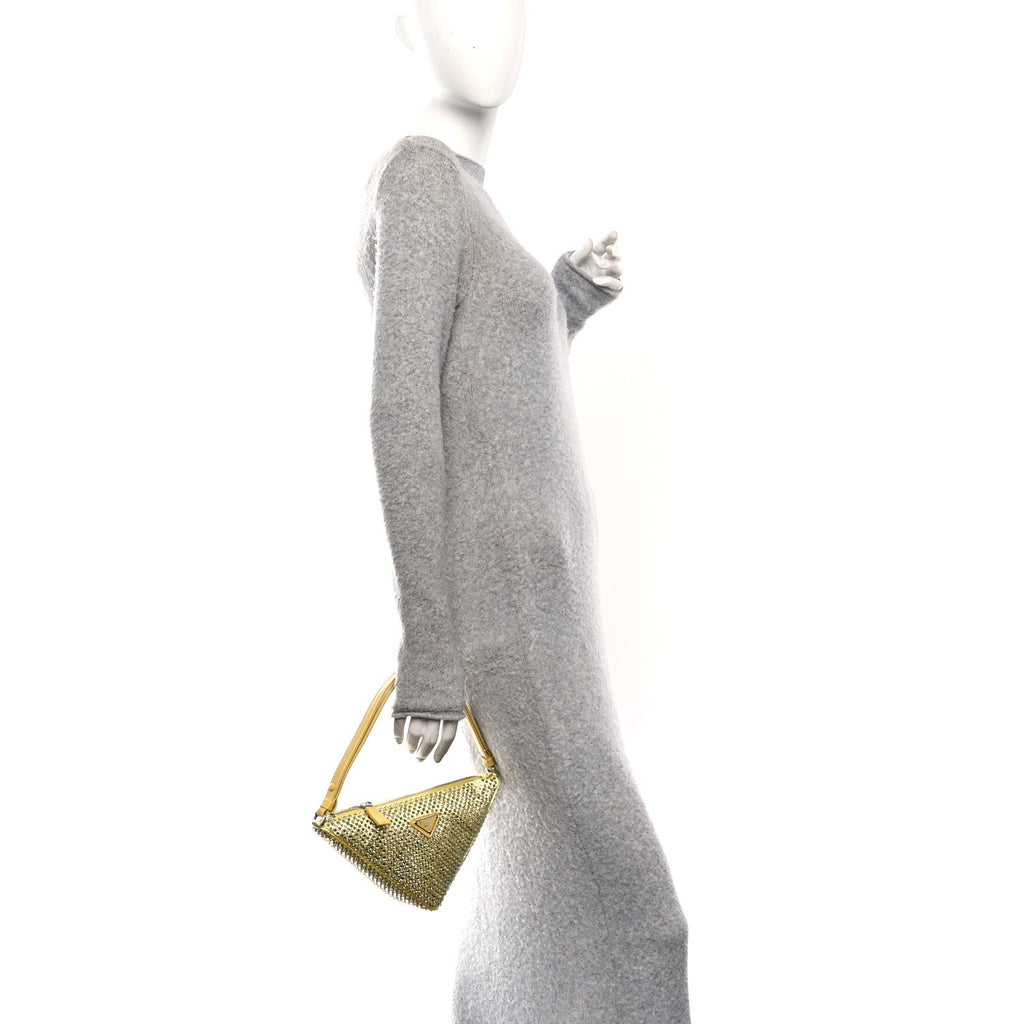 Prada Satin Crystal Triangle Pouch Ananas