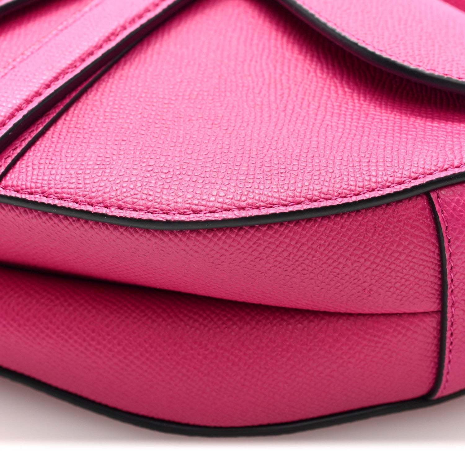 Christian Dior Grained Calfskin Saddle Bag With Strap Fuchsia