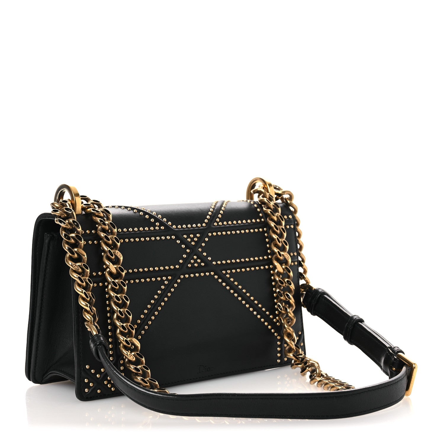 Christian Dior Lambskin Studded Medium Diorama Flap Bag Black