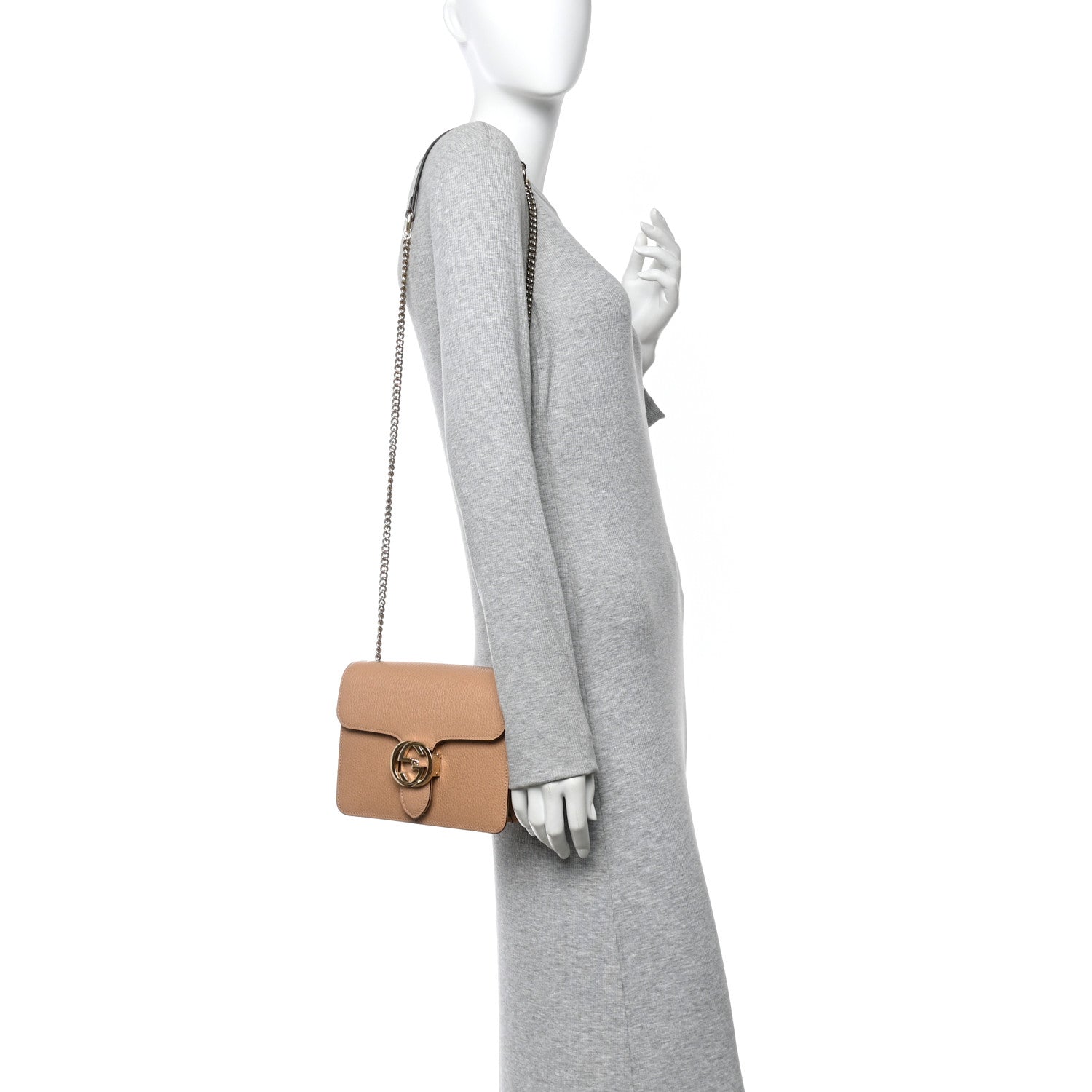 Gucci Dollar Calfskin Small Interlocking G Shoulder Bag Camelia