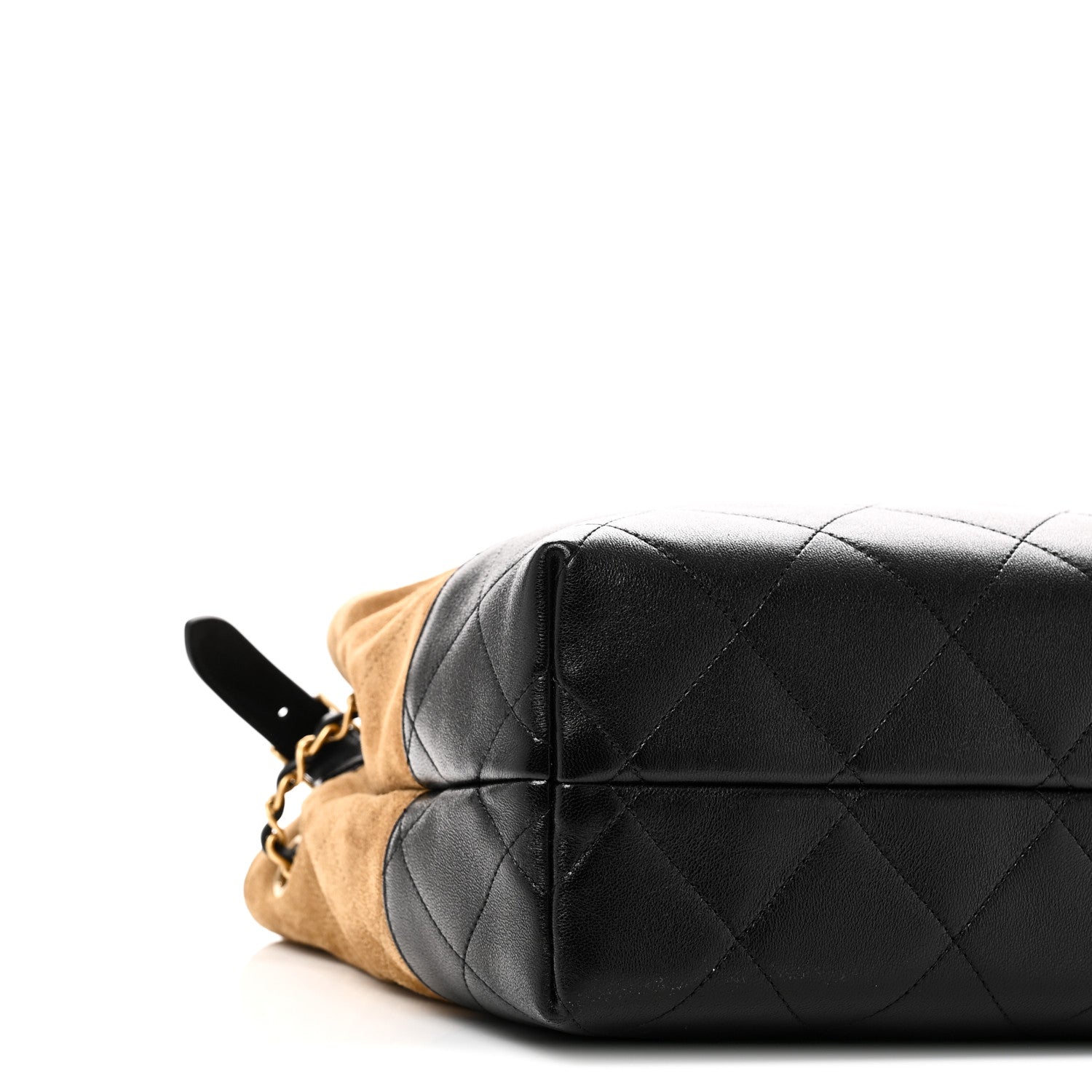 Chanel Suede Calfskin Shiny Lambskin Quilted Small Coco Base Shopping Bag Beige Black