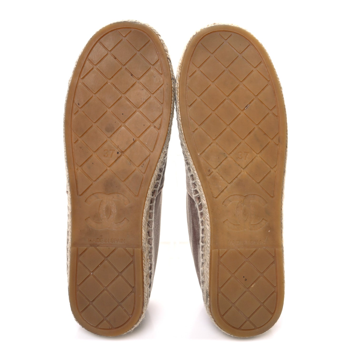 Chanel Velvet Logo Espadrilles 37 Beige Black
